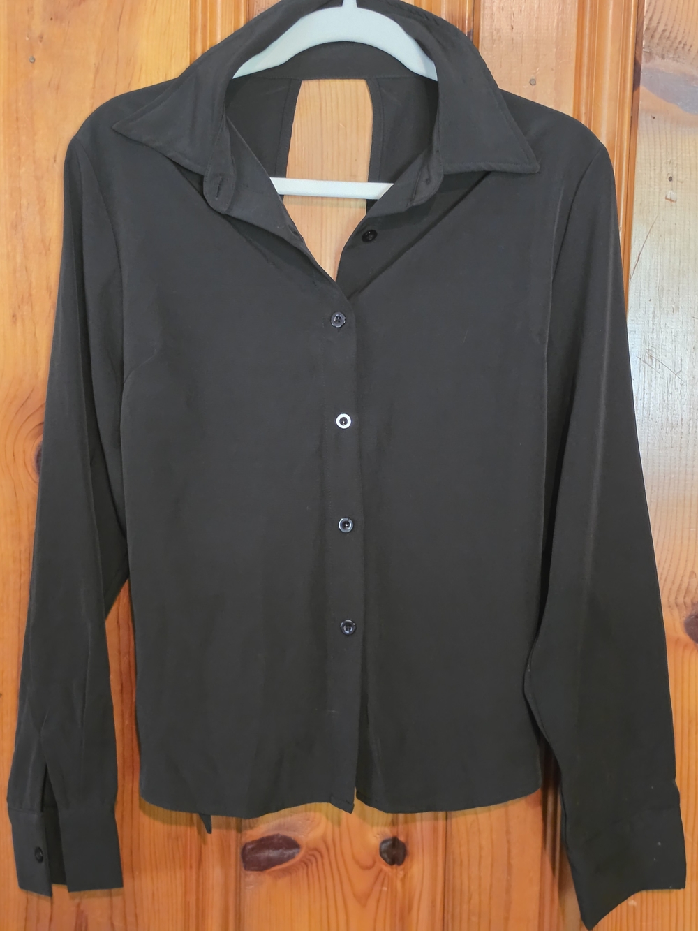 SHEIN Black Button-Front Shirt Blouse